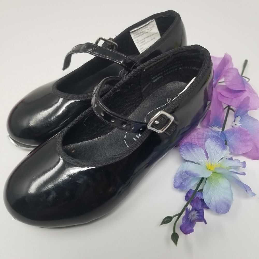 Revolution Dancewear Tap Shoes. Black Patent Leather. Size 12.5 Childrens.